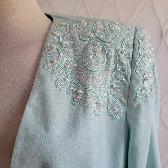 - Vintage Nolan Miller Oversized Beaded Blazer Jacket / Size 16 - Picture 1 of 8